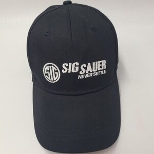 Sig Sauer Hat Adjustable Black White Never Settle Firearms Gun Promo Logo Men